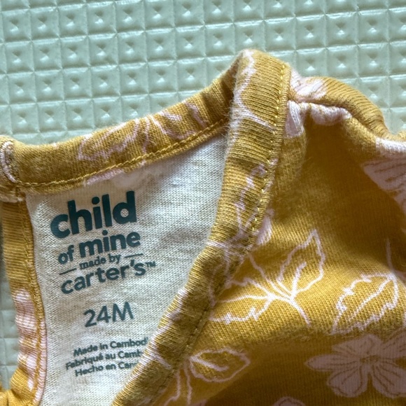 Carters|Baby girl,toddler mustard yellow Floral sleeveless jumpsuit,boxy•••24M - Picture 5 of 5